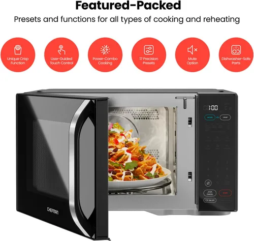 Miniatura 21 de Horno de microondas de mostrador Chefman 0.9 pies cúbicos. Microondas digital de acero inoxidable de 900 vatios con 6 ajustes preestablecidos, modo