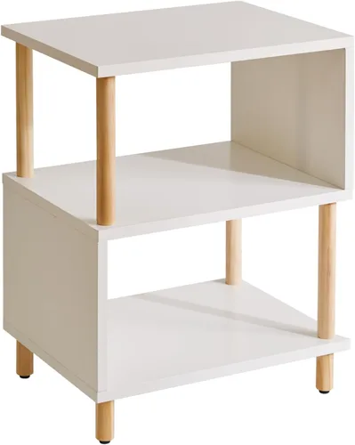 Miniatura 8 de Aibiju Mesita de Noche Minimalista Ligera - Nogal Mesa Auxiliar Pequeña con Almacenamiento Abierto, Mesa Auxiliar Pequeña para Dormitorio, Nogal