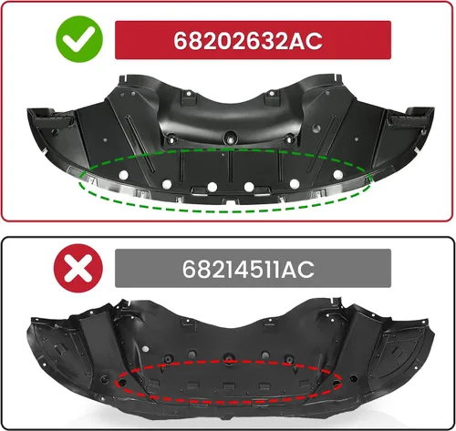 Miniatura 2 de KUAFU Protector contra salpicaduras de motor compatible con Dodge Charger 2015-2023 de repuesto para 68202632AD 68202632AC CH1228130 Protector