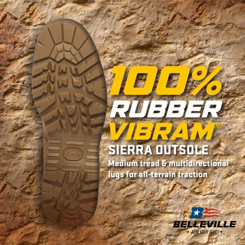 Miniatura 6 de Belleville C300 ST - Botas de combate con punta de acero para clima caliente de 8 pulgadas para hombres, botas de cuero de ganado marrón coyote