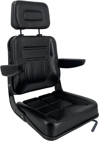 Miniatura 9 de Asiento universal para carretilla elevadora para cortacésped de jardín, asiento de suspensión plegable estilo Komatsu con respaldo ajustable, pista