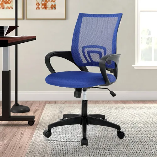 Miniatura 12 de Silla de escritorio ergonómica, silla de oficina de malla para computadora con soporte lumbar y reposabrazos, silla de trabajo ajustable