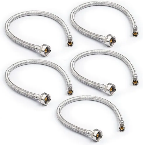 Miniatura 11 de Kit de instalación universal para lavavajillas, compresión de 3/8 pulgadas, manguera de acero inoxidable trenzada de 5 pies de largo + codo
