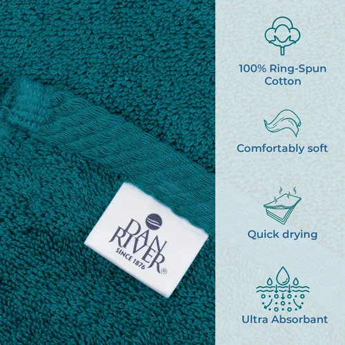 Miniatura 8 de DAN RIVER Paquete de 1 toalla de baño jumbo de 40 x 80 pulgadas, toallas de gran tamaño para adultos, súper suaves y de secado rápido, color verde