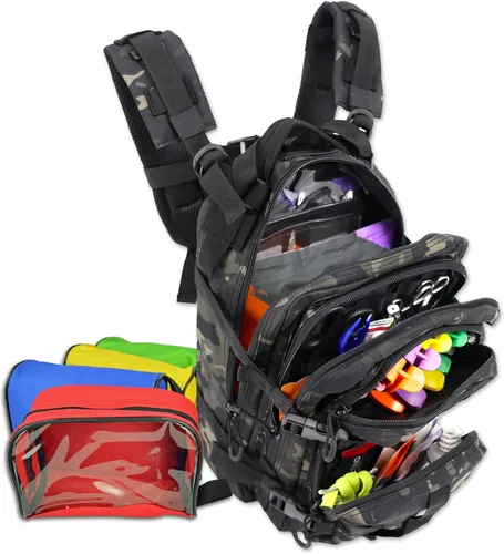 Miniatura 10 de Lightning X Stocked EMS/EMT - Mochila médica de primeros auxilios para trauma y sangrado + kit + bolsas (camuflaje)