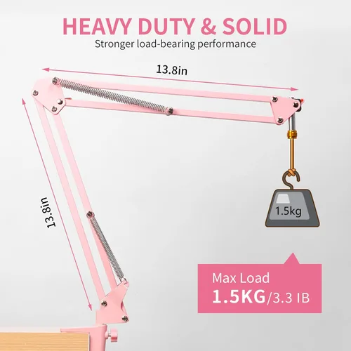 Miniatura 4 de FEELWORLD AMS1 Brazo de brazo de micrófono, soporte de brazo de micrófono ajustable con tornillo de 3/8 a 5/8 pulgadas, compatible con PM1 y otros