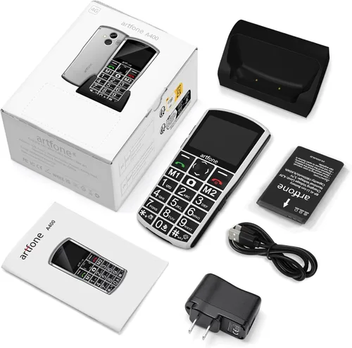 Miniatura 9 de artfone A400 4G Volte Teléfono celular con botón grande desbloqueado para personas mayores, teléfono celular para personas mayores y niños con botón
