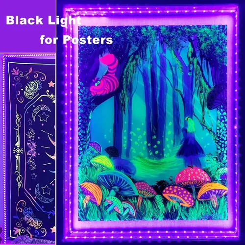 Miniatura 7 de Tiras de luz LED negras de 6.6 pies, 120 perlas de lámpara, kit de tira de luz negra LED con cable USB de 1.5 m, tira de luz Blacklight flexible