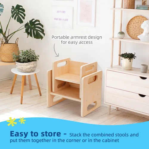 Miniatura 5 de OOOK Juego de Mesa y Silla de Destete Montessori, Juego de Mesa y Silla de Actividades para Niños con Valla para Leer, Jugar, Hora de Merienda