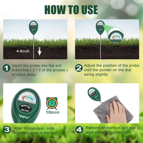 Miniatura 3 de WNJ Paquete de 2 medidores de humedad del suelo, monitor de agua para plantas, medidor de humedad del césped, sensor higrómetro del suelo