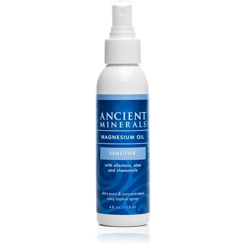 Ancient Minerals Aceite de magnesio en aerosol sensible totalmente nueva fórmula sensible con alantoína, manzanilla orgánica y aloe vera orgánico (4