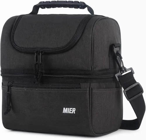 Miniatura 17 de MIER Lonchera con 2 compartimentos para hombres y mujeres, a prueba de fugas, aislada, para el trabajo, azul esteel, mediana azul (Bluesteel)