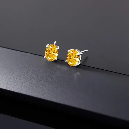 Miniatura 20 de Gem Stone King Aretes de oro de 14 quilates con piedra natal ovalada de 0.315 x 0.236 in Aretes de oro para mujer