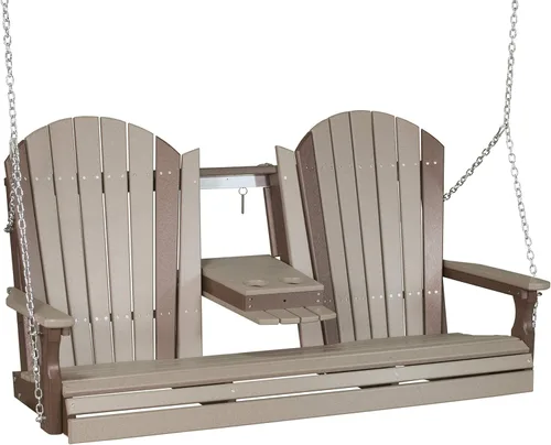 Miniatura 10 de LuxCraft Adirondack - Columpio colgante para porche delantero de 5 pies con consola abatible, asientos hasta 3, banco de columpio de patio al aire