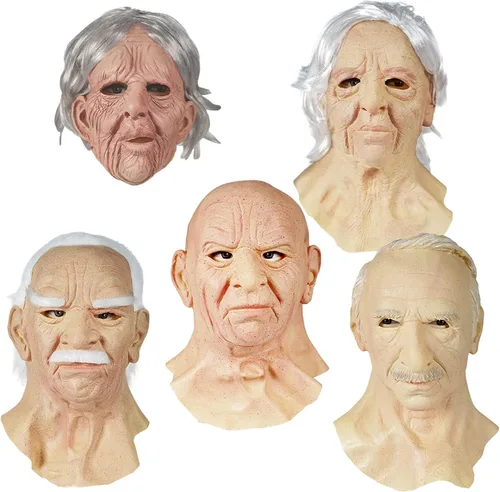Miniatura 2 de Máscara realista de anciano para mujer, para Halloween, máscara de látex visible, máscara para la cabeza, accesorio para fiesta de disfraces