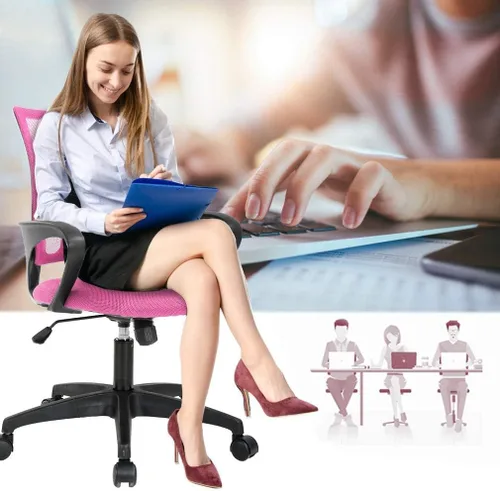 Miniatura 4 de Silla de oficina con soporte lumbar, silla de escritorio para computadora con asiento ancho, reposabrazos ergonómico, altura ajustable, silla