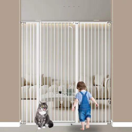 Miniatura 11 de Puerta para mascotas extra alta de 57" para gatos y perros-52.8"-57.4" Puerta para gatos extra ancha para marcos de puertas y escaleras-Espaciado