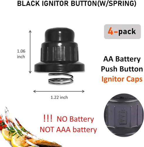 Miniatura 2 de Botón de encendido negro con resorte de repuesto para parrilla de gas Blackstone de 36 pulgadas y 28 pulgadas, tapa de interruptor de encendido