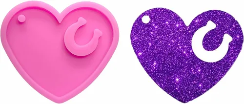 Moldes de silicona con forma de corazón y herradura brillante brillante para manualidades, llavero de bricolaje, molde de arcilla polimérica,
