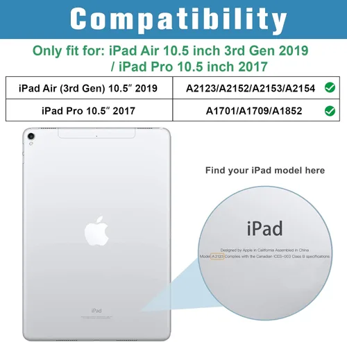 Miniatura 2 de ProCase Funda Inteligente para iPad Air de 10,5" 3ª Generación 2019 / iPad Pro 2017, Funda Delgada con Soporte con Parte Trasera Translúcida Negro