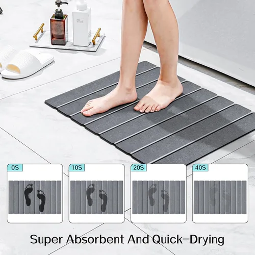 Miniatura 5 de Cuckan Alfombrillas de Baño Plegables de Piedra para Baño Súper Absorbentes de Tierra de Diatomeas Alfombrilla de Baño de Secado Rápido Alfombrillas