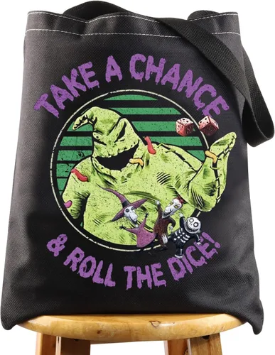 BWKTOP Funny Ghost Tote Bag - Ghost Fans Gift: Take A Chance And Roll The Dice