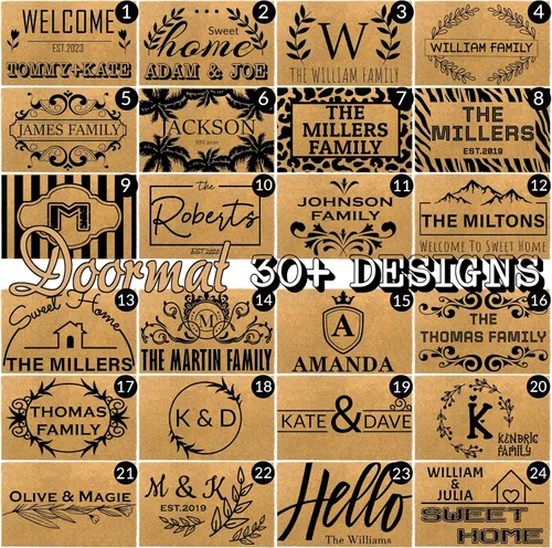 Miniatura 4 de Tapete personalizado para puerta delantera, patio, entrada, monograma, regalo para inauguración de la casa, bodas, aniversarios, plantilla de diseño