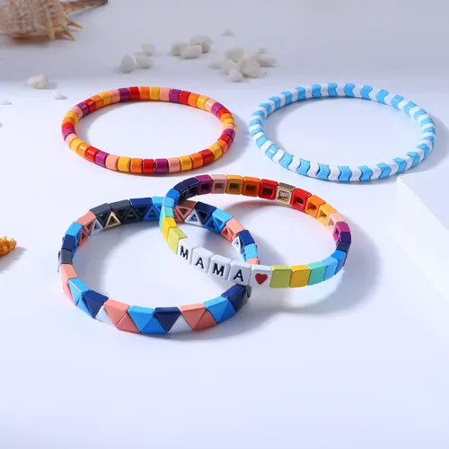 Miniatura 4 de Dvacaman Juego de 3 pulseras elásticas esmaltadas
