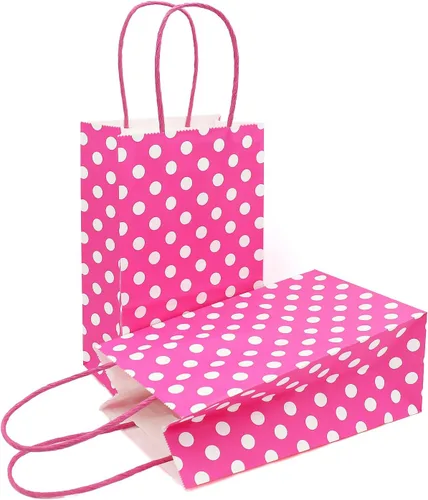 Miniatura 8 de AZOWA Bolsas de papel azul claro con lunares blancos, pequeñas bolsas de regalo de lunares azul claro para recuerdos de fiesta