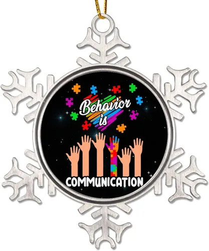 Adornos de decoración de árbol, Comportamiento es comunicación, adornos para autismo, decoraciones de conciencia sobre el autismo, decoraciones de
