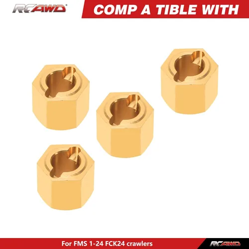 Miniatura 4 de RCAWD Adaptador de cubo hexagonal de rueda de latón completo H7* 0.244 in extendido 0.079 in para 1/24 FMS FCX24 piezas de actualización