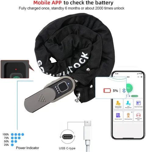 Miniatura 4 de Cerradura de cadena con llave eLinkSmart impermeable para bicicleta, 39.4 in, cerradura de cadena para bicicleta, scooter, motocicleta, puerta