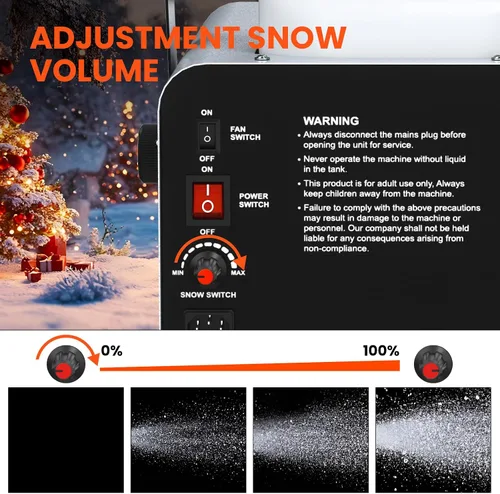Miniatura 4 de UPGREY Máquina de nieve de 1500W para interiores y exteriores, máquina de nieve falsa para fiestas con control remoto y asa
