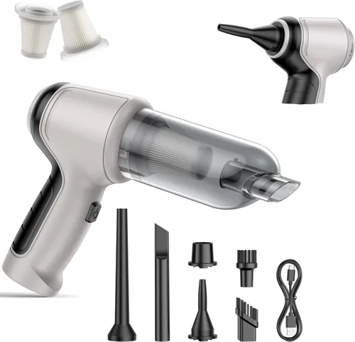 Aspiradora para automóvil, 15000 Pa de mano, recargable, aspiradora húmeda y seca, 120 W de alta potencia para automóvil, mascota, hogar, oficina,