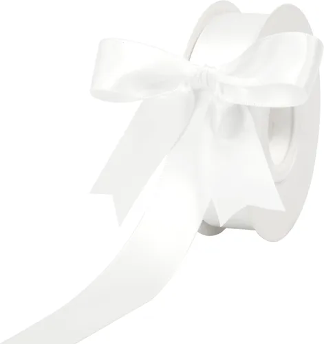 Cinta de satén blanca de 1 pulgada de doble cara, 25 yardas para envoltura de regalos, ramo de novia, decoración de boda, decoración de fiesta,