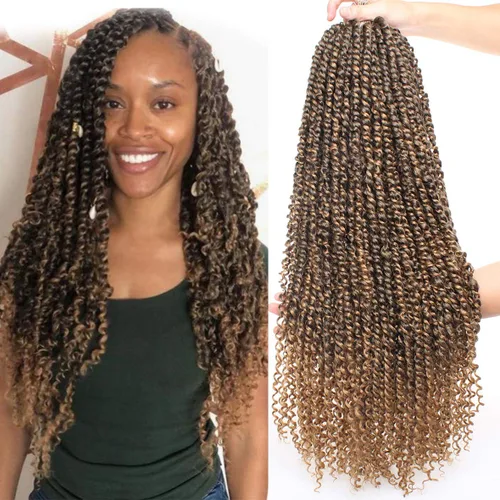 Miniatura 31 de Leeven Paquete de 8 paquetes de cabello de ganchillo pret wisted Passion Twist de 10 pulgadas, color negro natural, extensiones de cabello corto