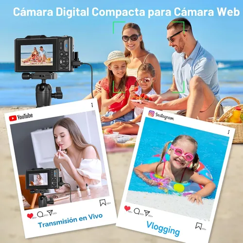 Miniatura 8 de Cámara digital 5K Vlogging para principiantes, cámara de viaje de 80 MP para fotografía con tarjeta de 32 GB, cámara compacta portátil con zoom