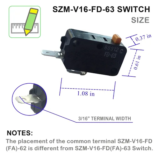 Miniatura 3 de LONYE 3405-001034 Reemplazo del interruptor de puerta de microondas para microondas Samsung LG GE Kenmore 3405-000178 AP4044834 SZM-V16-FD-63