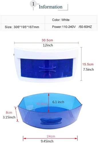 Miniatura 2 de Gabinete de desinfección con esterilizador UV, desinfección de ozono para herramientas de uñas, herramienta de arte de uñas, herramienta de Azul