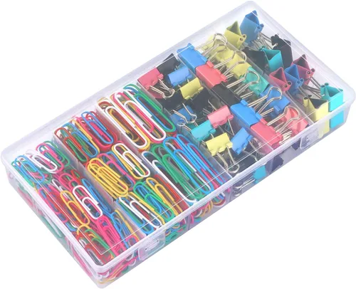 Miniatura 8 de Clips de papel y clips de carpeta, 340 piezas de clips de papel y clips de carpeta de tamaños surtidos, clips de papel de colores grandes, medianos