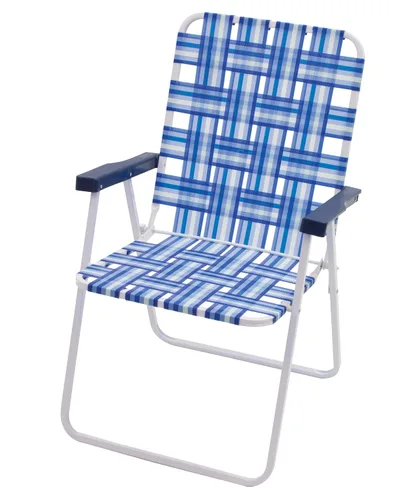 Miniatura 3 de Rio Brands Silla de césped plegable de 16 pulgadas de altura extendida y respaldo del asiento, azul/blanco