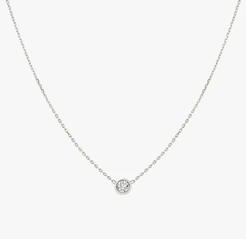 Miniatura 6 de ASCOMY Delicado collar con colgante solitario de diamante de circonita cúbica para mujer, chapado en oro de 14 quilates, redondo y cuadrado