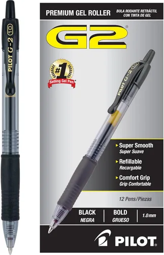 Miniatura 10 de Pilot G2 Bolígrafos de gel premium con punta rodante, punta gruesa de 1 mm, bolígrafos rojos, paquete de 12 - Ideal para la escuela, escritura