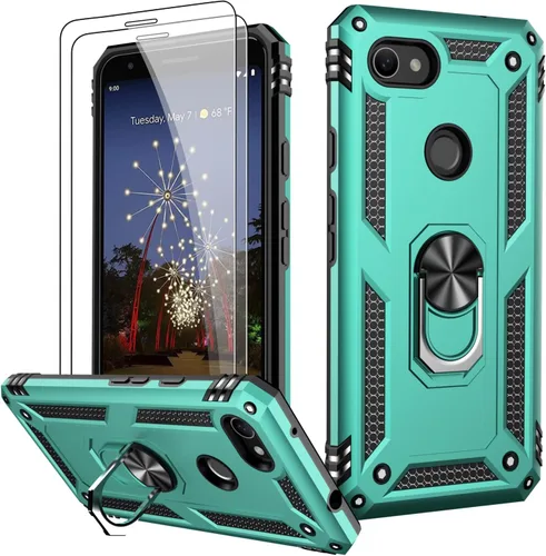 Miniatura 105 de LUMARKE Funda para Google Pixel 5 con protector de pantalla, pasa 16 pies, probada en caídas, grado militar, con soporte de anillo magnético, Rojo