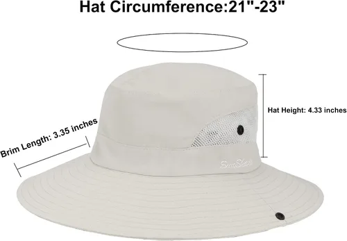 Miniatura 8 de Sombrero de sol de verano para mujer, cola de caballo – Protección UV de malla de ala ancha plegable con agujero para cola de caballo