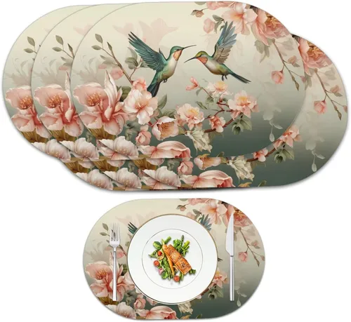 Miniatura 45 de Pumpkin Placemats Oval Placemats Set of 2 Black Cat Table Mats for Dining Tables Washable Heat Resistant Place Mats for Holiday Party Use 12X18 Inch