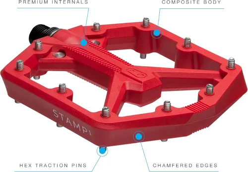 Miniatura 2 de Crankbrothers Stamp Pedales Planos MTB - Pedales de Bicicleta Ligeros, Versátiles y Duraderos de Tamaño Específico Rojo