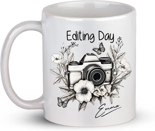 Taza de café personalizada con nombre, taza de regalo personalizada para amantes de la fotografía, amigos, familia, taza de té blanca de 11 o 15