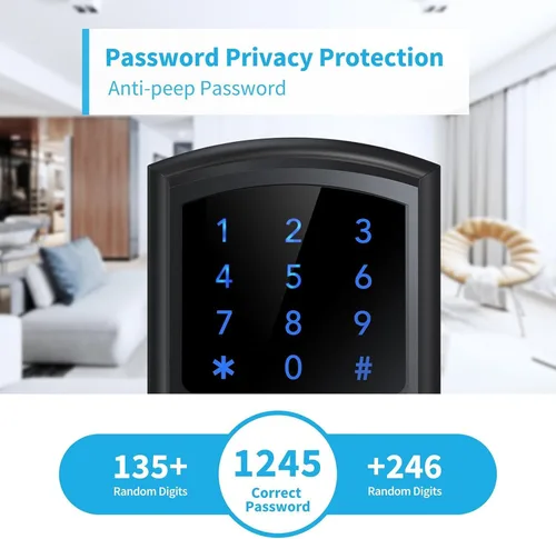 Miniatura 6 de Signstek Cerradura de puerta de entrada sin llave con asa, perilla de puerta de teclado digital, cerradura electrónica inteligente con código