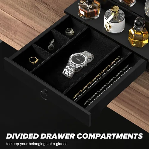 Miniatura 4 de Organizador de colonia upcessory para hombres, organizador de perfume de madera negra de 4 niveles con cajón forrado de fieltro y compartimento